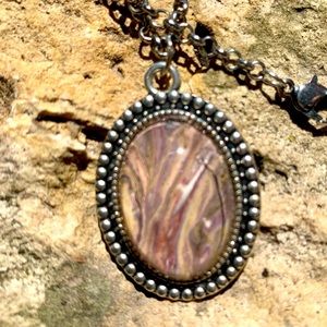 OOAK miniature acrylic painting necklace Susan Ray